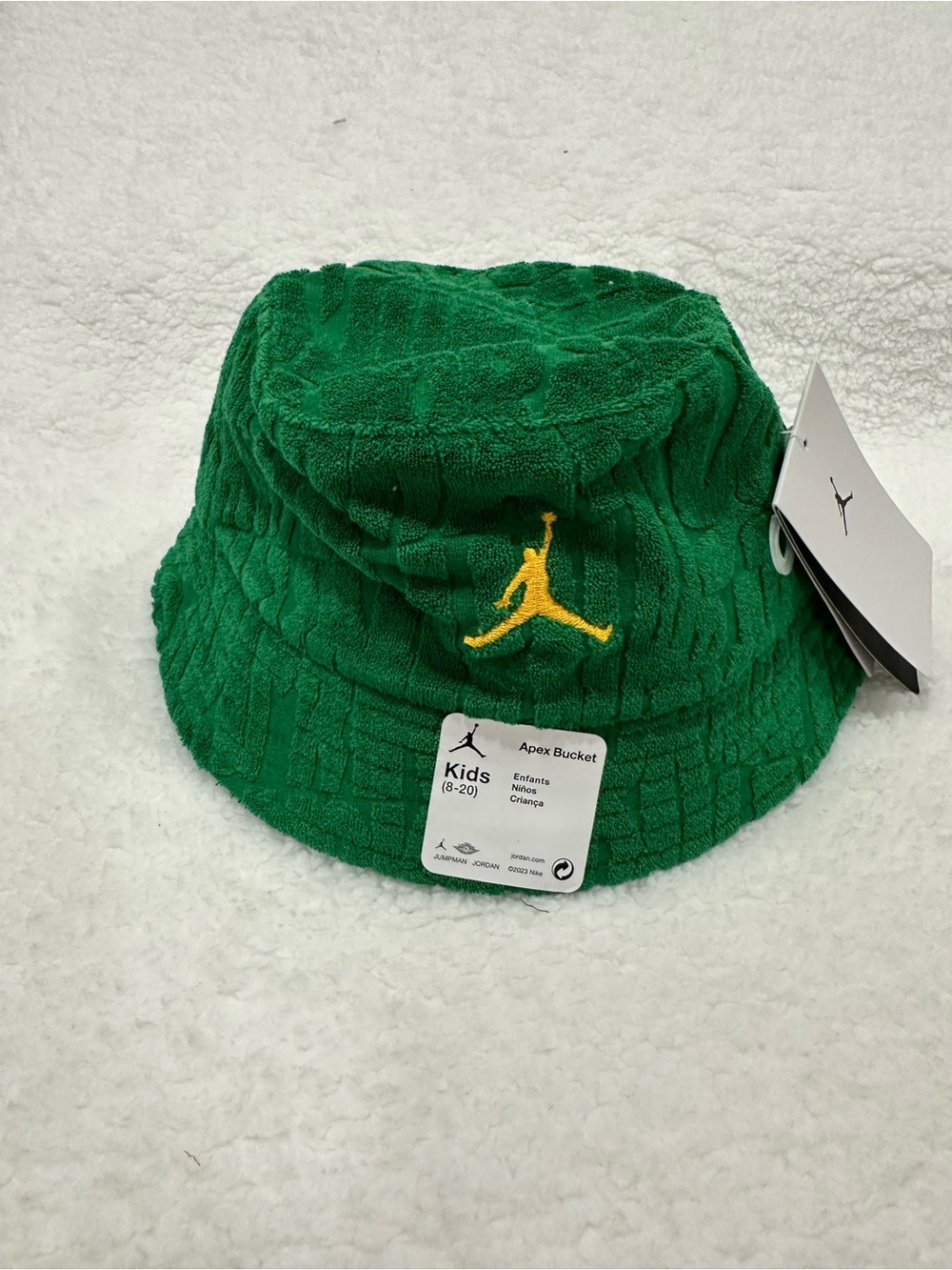 Nike Kids Green Bucket Hat with Yellow Jumpman